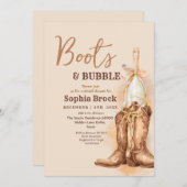 Boots and Bubbly Bridal Shower Invitation Kaart (Voorkant / Achterkant)
