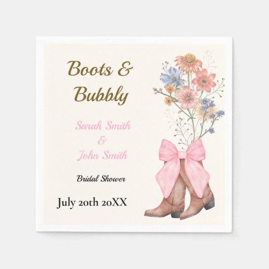 Boots and Bubbly Bridal Shower Servet (Voorkant)
