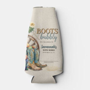 Boots and Bubbly Country Cowgirl Western Verjaarda Flesjeskoeler