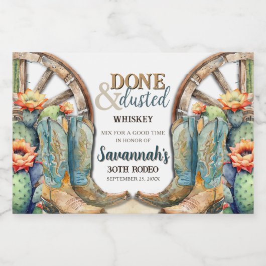 Boots and Bubbly Country Cowgirl Western Verjaarda Likeurfles Etiket (Enkel label)