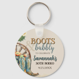 Boots and Bubbly Country Cowgirl Western Verjaarda Sleutelhanger