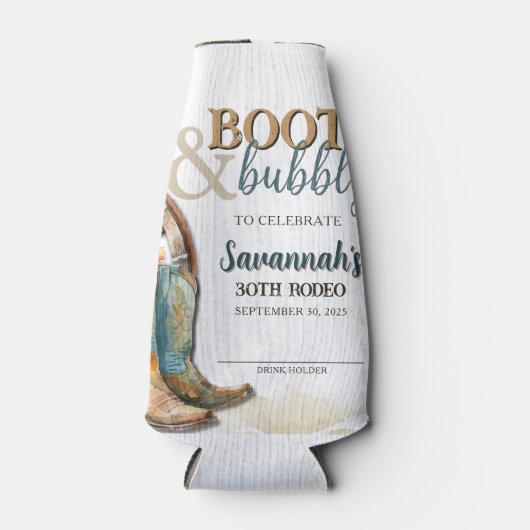 Boots and Bubbly Country Western Rodeo Theme Party Flesjeskoeler (Voorkant)