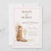 Boots and Bubbly Floral Bow Bridal Shower Kaart (Voorkant)