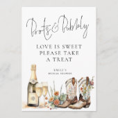 Boots and Bubbly Love is Sweet Vrijgezellenfeest Kaart (Voorkant)