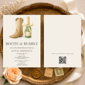 Boots and Bubbly QR Code Bow Bridal Shower Kaart