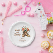 Boots and Bubbly Rustic Western Bridal Shower Papieren Bordje (Feest)