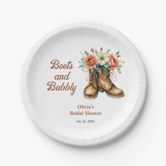 Boots and Bubbly Rustic Western Bridal Shower Papieren Bordje (Voorkant)