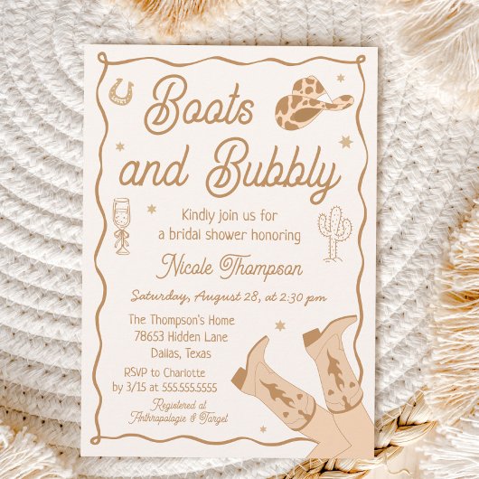 Boots and Bubbly Western Bridal Shower Invitation Kaart