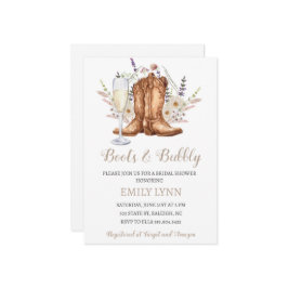 Boots and Bubbly Western Bridal Shower Invitation Kaart