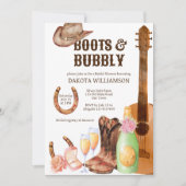 Boots and bubbly western rodeo cowgirl brunch kaart (Voorkant)