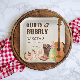 Boots and bubbly western rodeo cowgirl brunch papieren bordje