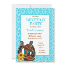 Boots Bandana Sunflower Birthday Invitation