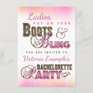 Boots Bling Bachelorette Party uitnodigingen