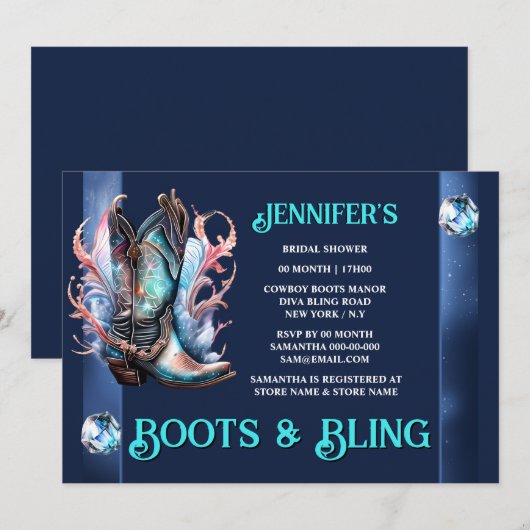 Boots bling | cowboylaars iriserende diamanten gla kaart (Voorkant / Achterkant)