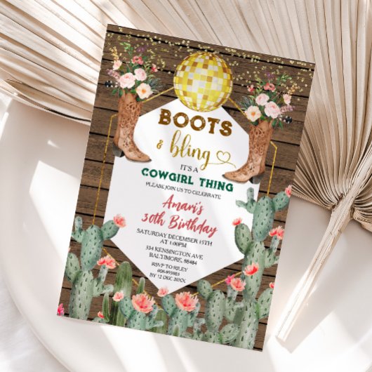 Boots & Bling Cowgirl Thing Cactus 30ste verjaarda Kaart