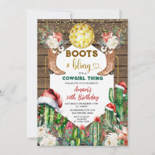 Boots & Bling Cowgirl Wood Kerstmis 30e verjaardag Kaart