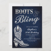 Boots Bling Denim Western Birthday Kaart (Voorkant)