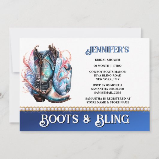 Boots bling | Glanzende cowboylaars diamanten kett Kaart (Voorkant)