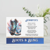 Boots bling | Glanzende cowboylaars diamanten kett Kaart (Staand voorkant)