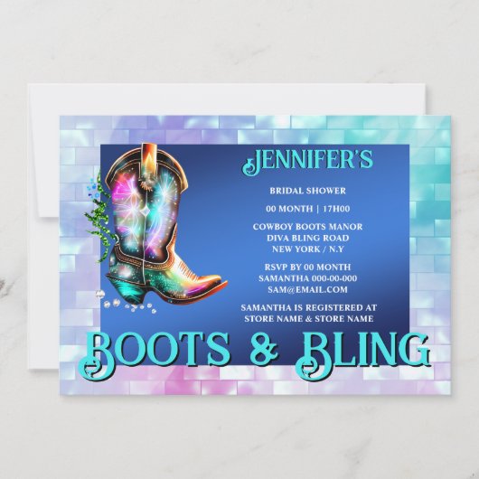Boots bling | Glanzende cowboylaars iriserende gla Kaart (Voorkant)