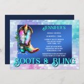 Boots bling | Glanzende cowboylaars iriserende gla Kaart (Voorkant / Achterkant)