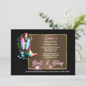 Boots bling | Glanzende cowgirl laarzen roze hart  Kaart (Staand voorkant)