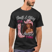 Boots Bling Het is een Cowgirl Ding Black Cowgirl T-shirt (Voorkant)
