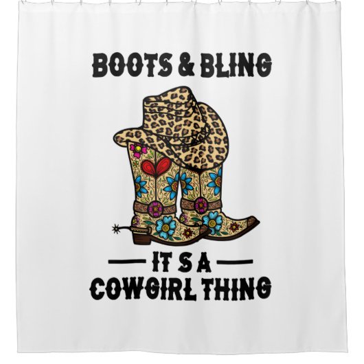 Boots & Bling Het is een Cowgirl ding Douchegordijn (Voorkant)