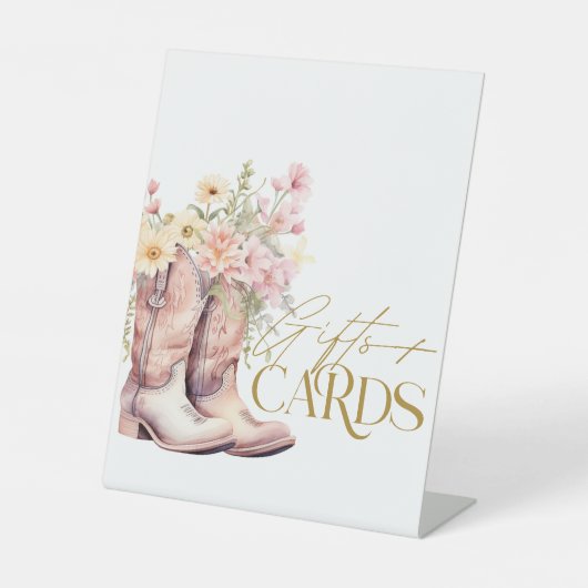 Boots Bloemstukken en Kaarten Cowgirl Bruidsmeisje Reclamebord Met Voetstuk (Voorkant)