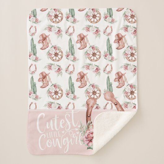 Boots & Blooms Western Chique Schattigee Kleine Co Sherpa Deken (Voorkant)