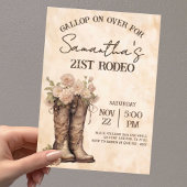 Boots & Blush Rustic Western Cowgirl 21st Birthday Acryl Uitnodigingen