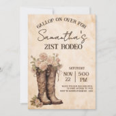 Boots & Blush Rustic Western Cowgirl 21st Birthday Kaart (Voorkant)