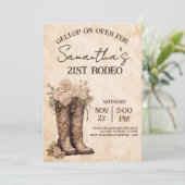 Boots & Blush Rustic Western Cowgirl 21st Birthday Kaart (Staand voorkant)