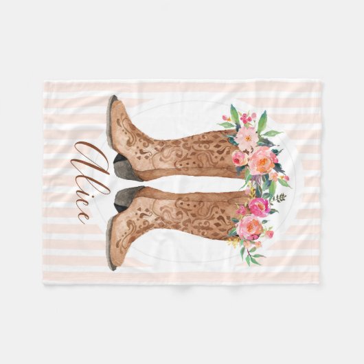 Boots Boho waterverf op maat gemaakte deken (Voorkant (Horizontaal))