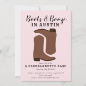 Boots & Booze Austin Texas Bachelorette Invitation Kaart (Voorkant)