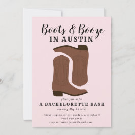 Boots & Booze Austin Texas Bachelorette Invitation Kaart