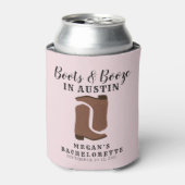 Boots & Booze Austin Texas Bachelorette Koelbox Blikjeskoeler (Blikje Voorkant)
