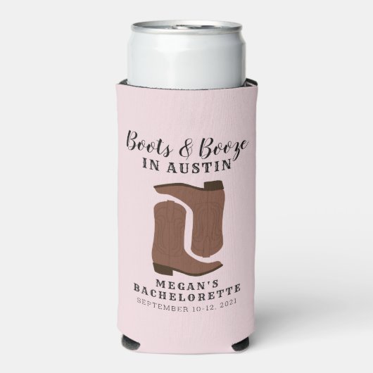 Boots & Booze Austin Texas Bachelorette Koelbox Seltzer Blikjeskoeler (Seltzer Voorkant)
