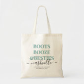 Boots Booze Besties Blauwgroen Land Girls Tote Bag (Voorkant)