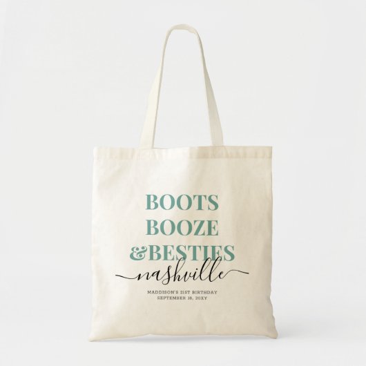 Boots Booze Besties Blauwgroen Land Girls Tote Bag (Voorkant)
