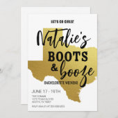Boots & Booze Texas Bachelorette Invitation Kaart (Voorkant / Achterkant)