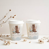 Boots & Bottles Blue Cowboy Western Baby shower Papieren Bekers