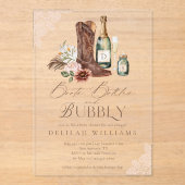 Boots Bottles & Bubbly Country Western Baby shower Acryl Uitnodigingen (Voorkant)