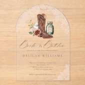 Boots & Bottles Cowgirl Western Baby shower Arch Acryl Uitnodigingen (Voorkant)