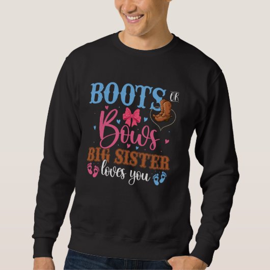 Boots Bow Big Sister Loves You Geslachtsonthulling Trui (Voorkant)