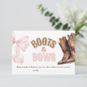 Boots & Bows Baby Shower Diaper Raffle Informatiekaartje (Staand voorkant)