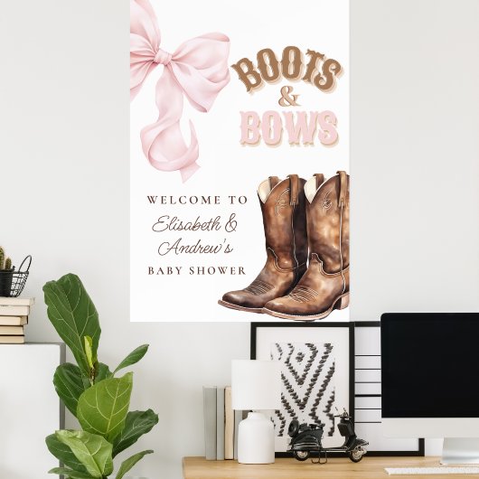 Boots & Bows Baby Shower Welcome Poster (Thuiskantoor)