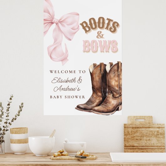 Boots & Bows Baby Shower Welkom Poster (Keuken)