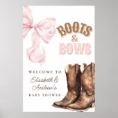 Boots & Bows Baby Shower Welkom Poster (Voorkant)