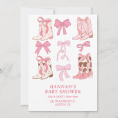 Boots & Bows Little Cowgirl Roze Baby shower Kaart (Voorkant)